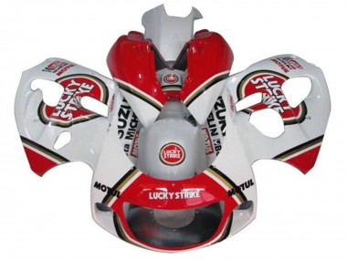 Beste Suzuki GSXR 600 / GSXR 750 Motorrad Verkleidung 1996-2000 - Weiss Rot Lucky Strike