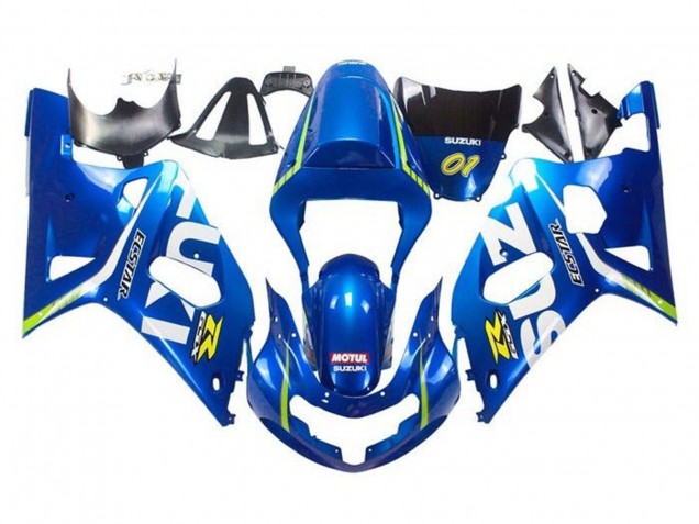 Beste Suzuki GSXR 600 / GSXR 750 Motorrad Verkleidung 2001-2003 - Blau Gelb Grun Weiss