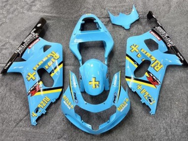 Beste Suzuki GSXR 600 / GSXR 750 Motorrad Verkleidung 2001-2003 - Hellblau Gelb Schwarz Schwarz Rizla