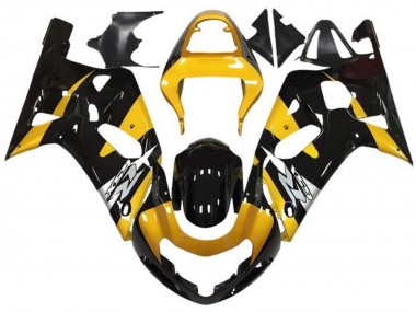 Beste Suzuki GSXR 600 / GSXR 750 Motorrad Verkleidung 2001-2003 - Gelb Silber Glanzendes Schwarz
