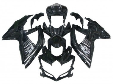 Beste Suzuki GSXR 600 / GSXR 750 Motorrad Verkleidung 2008-2010 - Glanzendes Schwarz Grau