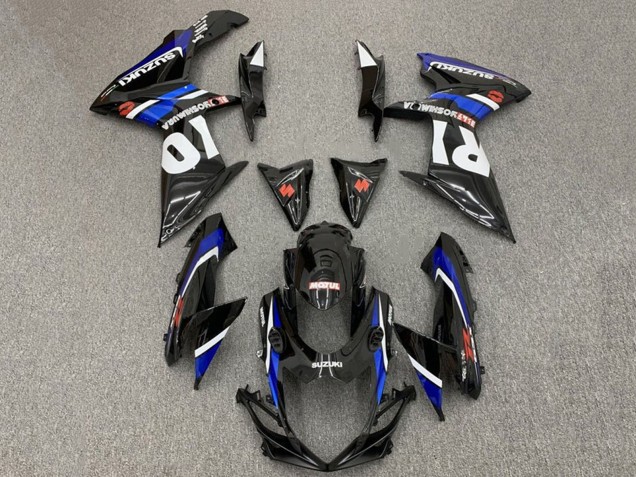 Beste Suzuki GSXR 600 / GSXR 750 Motorrad Verkleidung 2011-2024 - Glanzendes Schwarz Blau Weiss Rot Yoshimura