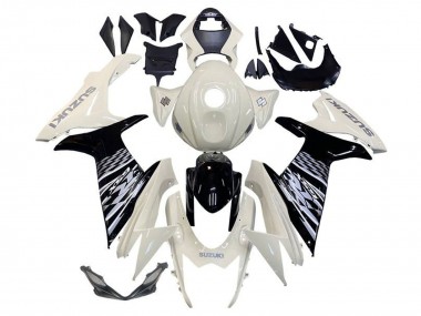Beste Suzuki GSXR 600 / GSXR 750 Motorrad Verkleidung 2011-2024 - Weiss Glanzendes Schwarz