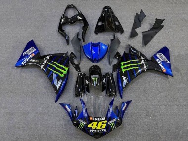 Beste Yamaha YZF 1000 R1 Motorrad Verkleidung 2009-2011 - Blau Glanzendes Schwarz Grun Monster Energy