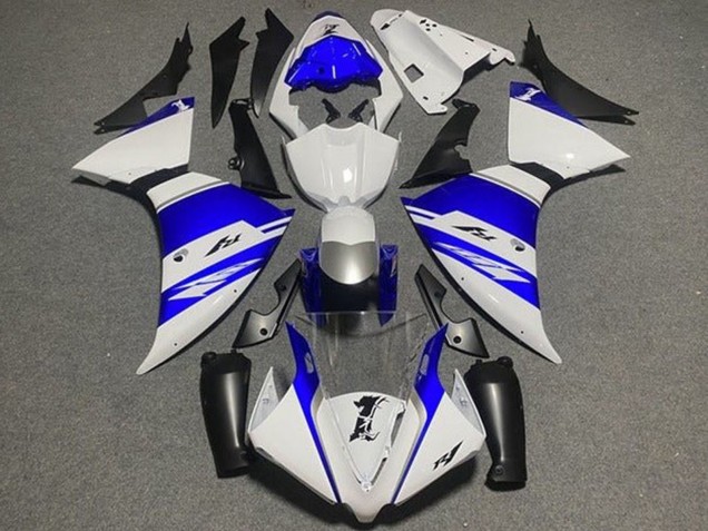 Beste Yamaha YZF 1000 R1 Motorrad Verkleidung 2012-2014 - Weiss Blau Schwarz Silber Streifen