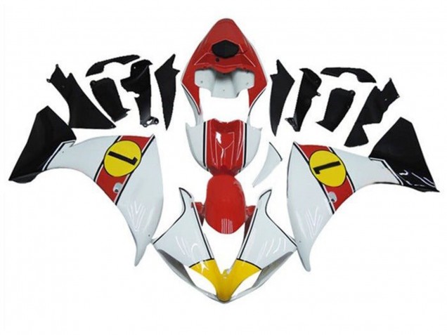 Beste Yamaha YZF 1000 R1 Motorrad Verkleidung 2012-2014 - Weiss Rot Gelb Schwarz