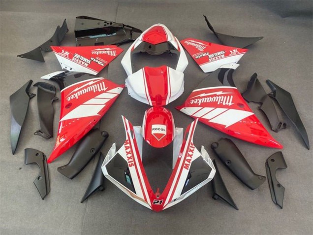 Beste Yamaha YZF 1000 R1 Motorrad Verkleidung 2012-2014 - Weiss Rot Milwaukee Rocol Maxxis