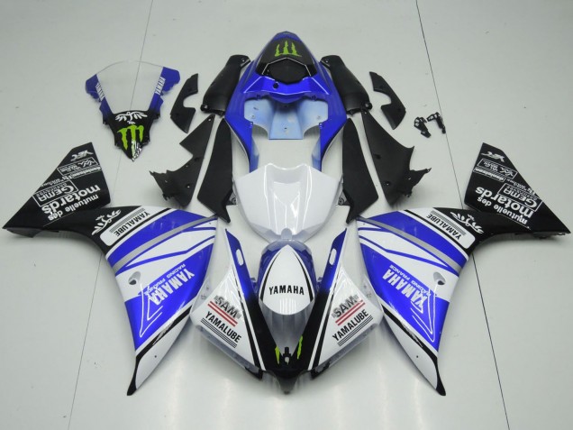 Beste Yamaha YZF 1000 R1 Motorrad Verkleidung 2012-2014 - Weiss Blau Schwarz Grun Monster Yamalube