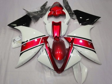 Beste Yamaha YZF 1000 R1 Motorrad Verkleidung 2012-2014 - Weiss Rot Glanzendes Schwarz