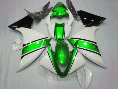 Beste Yamaha YZF 1000 R1 Motorrad Verkleidung 2012-2014 - Weiss Grun Glanzendes Schwarz