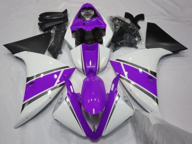 Beste Yamaha YZF 1000 R1 Motorrad Verkleidung 2012-2014 - Weiss Lila Matt Schwarz