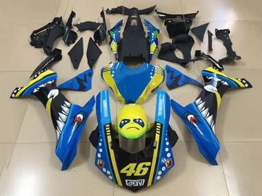 Beste Yamaha YZF 1000 R1 Motorrad Verkleidung 2015-2019 - Blau Gelb Schwarz Hai 46