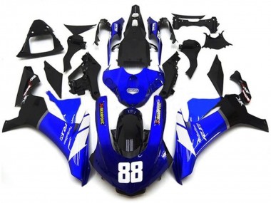Beste Yamaha YZF 1000 R1 Motorrad Verkleidung 2015-2019 - Blau Weiss Glanzendes Schwarz Akropovic
