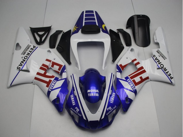 Beste Yamaha YZF 1000 R1 Motorrad Verkleidung 1998-1999 - Weiss Blau Rot Gelb Fiat Petronas Motul