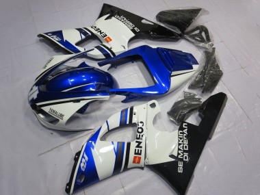 Beste Yamaha YZF 1000 R1 Motorrad Verkleidung 1998-1999 - Weiss Blau Glanzendes Schwarz ENEOS Semakin Didepan