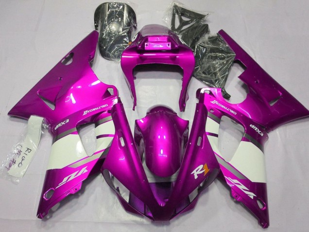 Beste Yamaha YZF 1000 R1 Motorrad Verkleidung 2000-2001 - Raspberry Weiss Silber