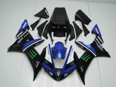 Beste Yamaha YZF 1000 R1 Motorrad Verkleidung 2002-2003 - Blau Weiss Schwarz Grun Motul Grun Monster