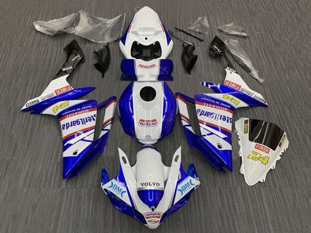 Beste Yamaha YZF 1000 R1 Motorrad Verkleidung 2007-2008 - Weiss Blau Rot Volvo Fimer Sterilgarda