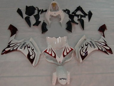 Beste Yamaha YZF 1000 R1 Motorrad Verkleidung 2007-2008 - Weiss Rot Schwarz Flamme