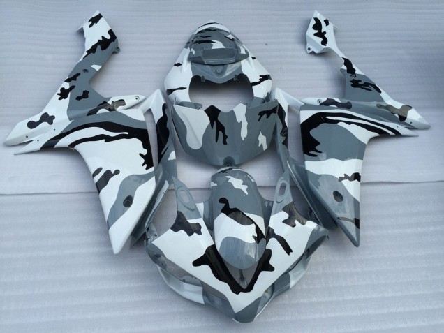Beste Yamaha YZF 1000 R1 Motorrad Verkleidung 2007-2008 - Weiss Grau Schwarz Camouflage