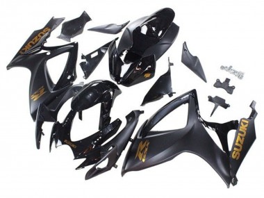 Beste Suzuki GSXR 600 / GSXR 750 Motorrad Verkleidung 2006-2007 - Matt Schwarz Glanzendes Schwarz Gold