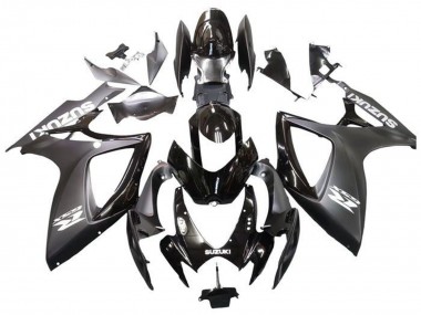 Beste Suzuki GSXR 600 / GSXR 750 Motorrad Verkleidung 2006-2007 - Matt Schwarz Glanzendes Schwarz Weiss