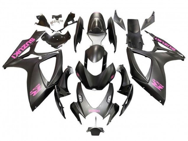 Beste Suzuki GSXR 600 / GSXR 750 Motorrad Verkleidung 2006-2007 - Matt Schwarz Rosa