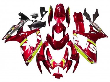 Beste Suzuki GSXR 600 / GSXR 750 Motorrad Verkleidung 2006-2007 - Rot Gelb Weiss Schwarz