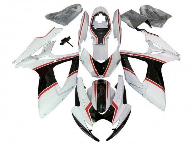 Beste Suzuki GSXR 600 / GSXR 750 Motorrad Verkleidung 2006-2007 - Weiss Orange Schwarz PinStreifen