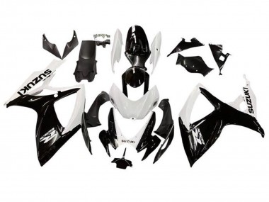 Beste Suzuki GSXR 600 / GSXR 750 Motorrad Verkleidung 2006-2007 - Weiss Glanzendes Schwarz