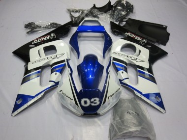 Beste Yamaha YZF R6 Motorrad Verkleidung 1998-2002 - Weiss Blau Glanzendes Schwarz Rizoma 03