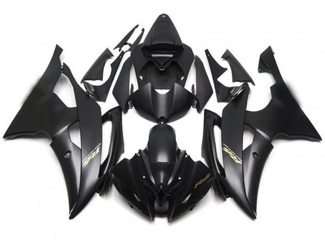 Beste Yamaha YZF R6 Motorrad Verkleidung 2008-2016 - Matt Schwarz Gold Aufkleber