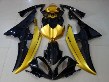 Beste Yamaha YZF R6 Motorrad Verkleidung 2008-2016 - Gold Glanzendes Schwarz