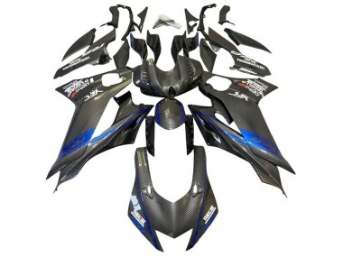 Beste Yamaha YZF R6 Motorrad Verkleidung 2017-2025 - Blau Schwarz Kunst Carbonfaser