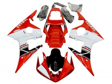 Beste Yamaha YZF R6 Motorrad Verkleidung 2003-2004 - Rot Weiss Glanzendes Schwarz Streifen