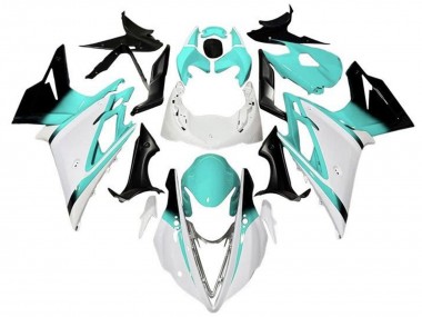 Beste Triumph Daytona 675 Triple Motorrad Verkleidung 2013-2016 - Weiss Turkis Blau Glanzendes Schwarz