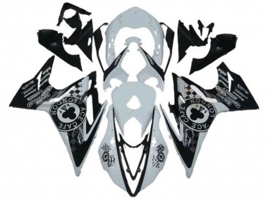 Beste Triumph Daytona 675 Triple Motorrad Verkleidung 2013-2016 - Weiss Glanzendes Schwarz Cafe London