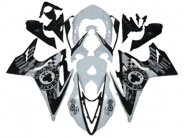 Beste Triumph Daytona 675 Triple Motorrad Verkleidung 2013-2016 - Weiss Glanzendes Schwarz Cafe London