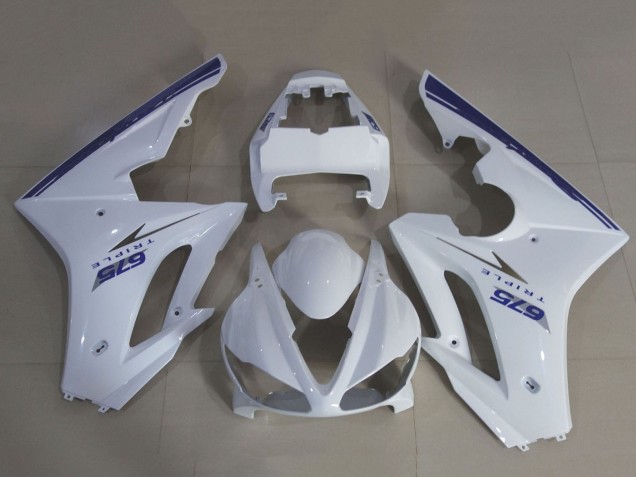 Beste Triumph Daytona 675 Triple Motorrad Verkleidung Kit 2009-2012 - Weiss Blau