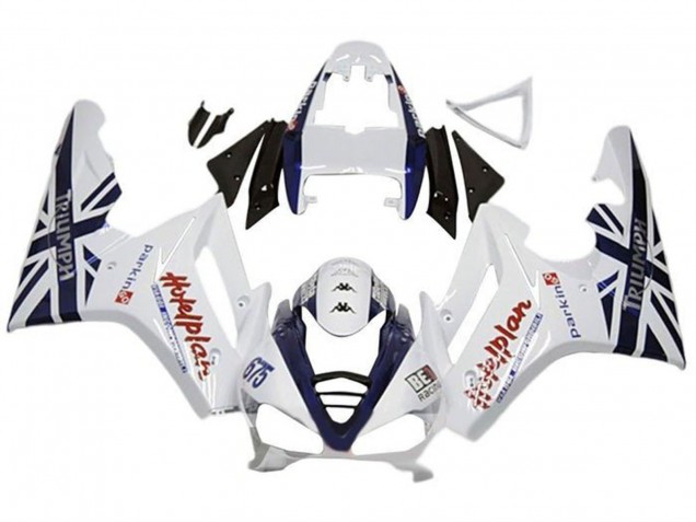 Beste Triumph Daytona 675 Triple Motorrad Verkleidung 2009-2012 - Weiss Dunkel Blau