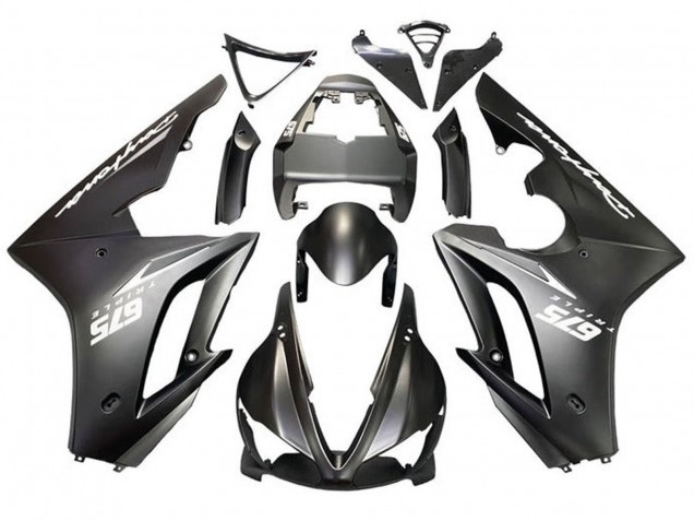 Beste Triumph Daytona 675 Triple Motorrad Verkleidung 2009-2012 - Matt Schwarz Weiss Aufkleber