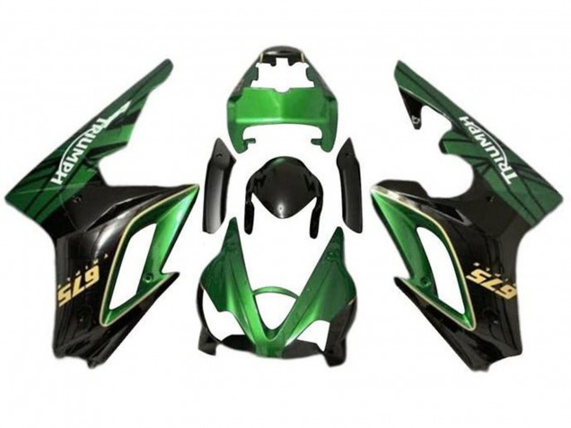 Beste Triumph Daytona 675 Triple Motorrad Verkleidung 2009-2012 - Grun Glanzendes Schwarz