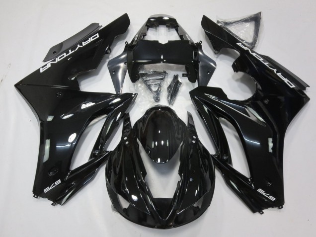 Beste Triumph Daytona 675 Triple Motorrad Verkleidung 2009-2012 - Glanzendes Schwarz Weiss Aufkleber