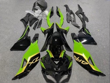 Beste Kawasaki ZX4R ZX-4RR Motorrad Verkleidung 2019-2025 - Glanzendes Schwarz Grun Gold