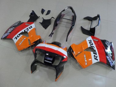 Beste Honda VFR 800 Motorrad Verkleidung 1998-2001 - Orange Weiss Rot Glanzendes Schwarz Repsol