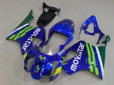 Beste Honda VTR1000 Motorrad Verkleidung 2000-2006 - Blau Grun Weiss MoviStar
