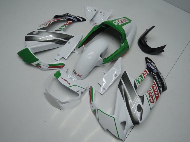 Beste Honda VTR1000F Motorrad Verkleidung 1997-2005 - Weiss Grun Glanzendes Schwarz Castrol