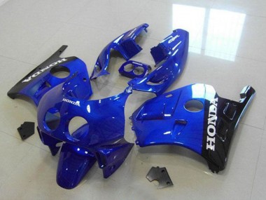 Beste Honda CBR250RR MC22 Motorrad Verkleidung 1990-1998 - Blau Glanzendes Schwarz Weiss Aufkleber