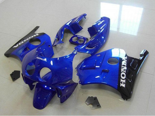 Beste Honda CBR250RR MC22 Motorrad Verkleidung 1990-1998 - Blau Glanzendes Schwarz Weiss Aufkleber