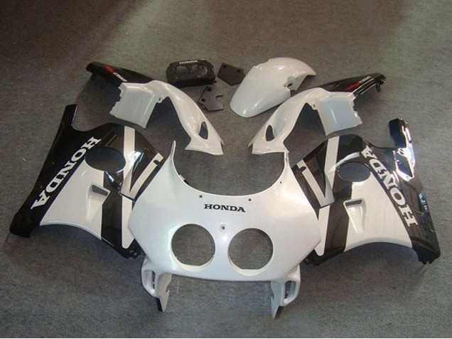 Beste Honda CBR250RR MC22 Motorrad Verkleidung Kit 1990-1998 - Weiss Glanzendes Schwarz